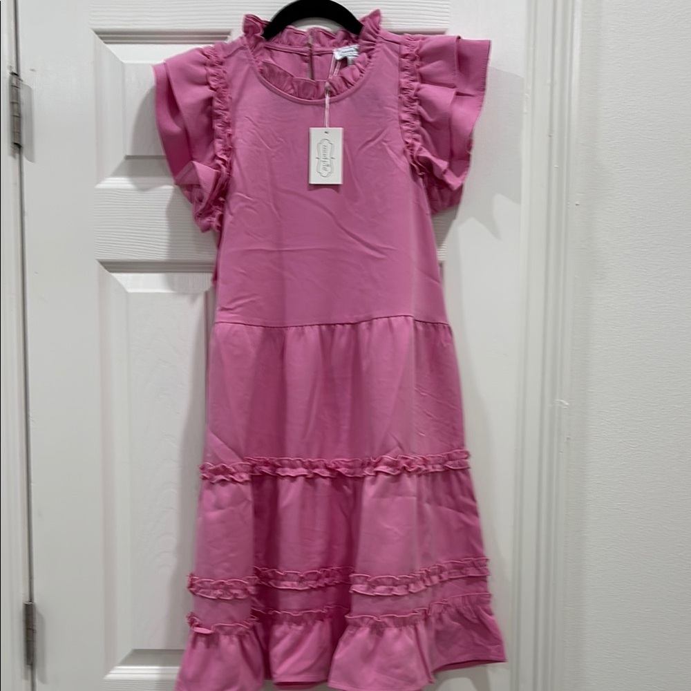Mud Pie Pink Sleeveless Sundress with Flutter Sleeves